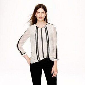 J. Crew Lace Trim‎ Swiss Dot Blouse Size 0